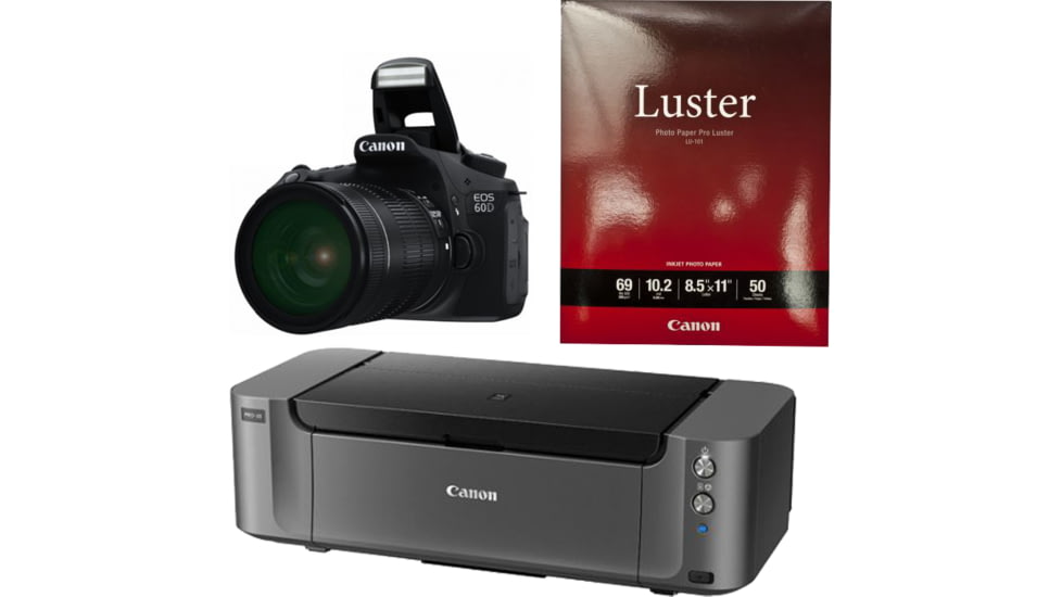 Canon Pixma PRO-10 Printer, Photo Paper, and EOS 60D Camera w/ EF-S 18-200mm IS Lens
