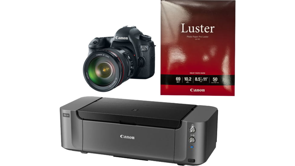 Canon Pixma PRO-10 Printer, Photo Paper, and EOS 6D Camera w/ F4L lens