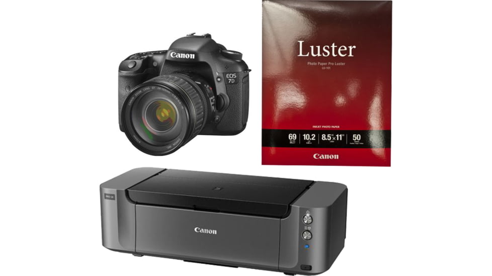 Canon Pixma PRO-10 Printer, Photo Paper, and EOS 7D Camera Includes EF 28-135mm f/3.5-5.6 IS USM Standard Zoom Lens 
