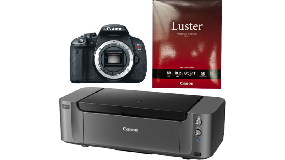 Canon Pixma PRO-10 Printer, Photo Paper, and EOS Rebel T3i Camera Body Only