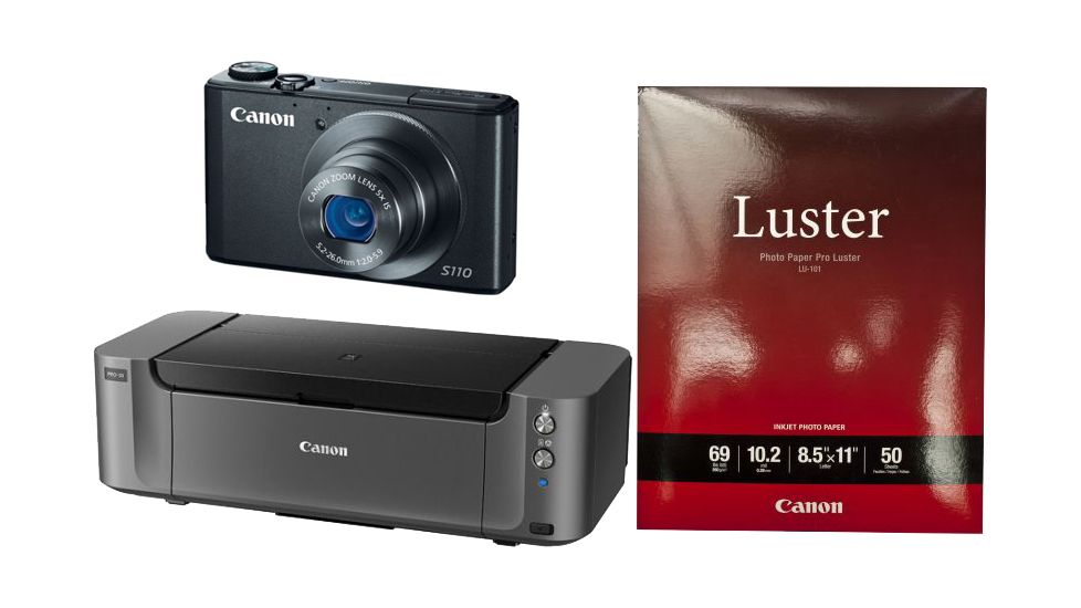 Canon S110 Camera, Photo Paper, and Pixma PRO-10 Printer
