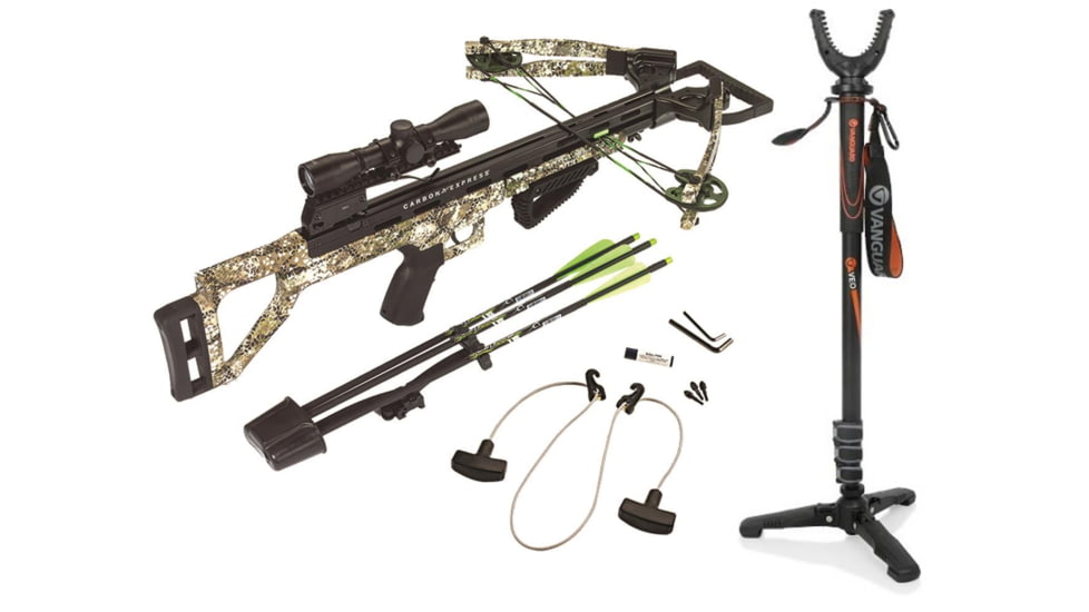 Carbon Express Covert Tyrant, Huntress Crossbow Pkg., 20297 W/ Vanguard Veo Shooting Stick