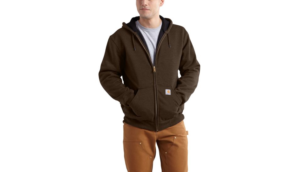 Carhartt Rain Defender Rutland Thrermal Lined Hooded Zip-Front Sweatshirt for Mens, Dark Brown, Extra Large/Regular 100632-201-REG-XL