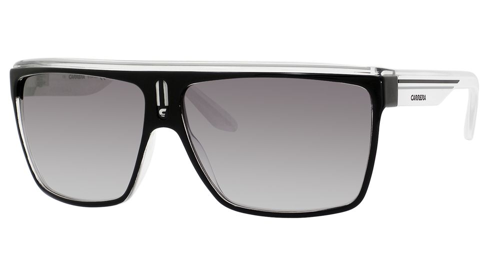 Carrera 22/S Sunglasses CA22S-0XAM-IC-6312 - Shiny Black / White Frame, Gray Mirror Gradient Silver Lenses, Lens Diameter 63mm, Distance Between Lenses 12mm