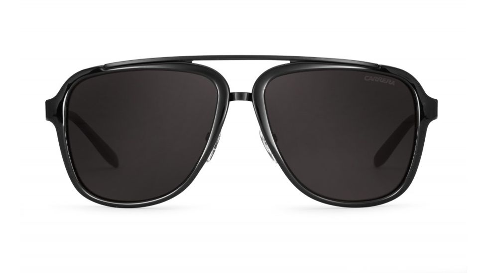 Carrera 97/S Sunglasses CA97S-0GVB-NR-5716 - Shiny Black / Black Frame, Brown Gray Lenses, Distance Between Lenses 16mm