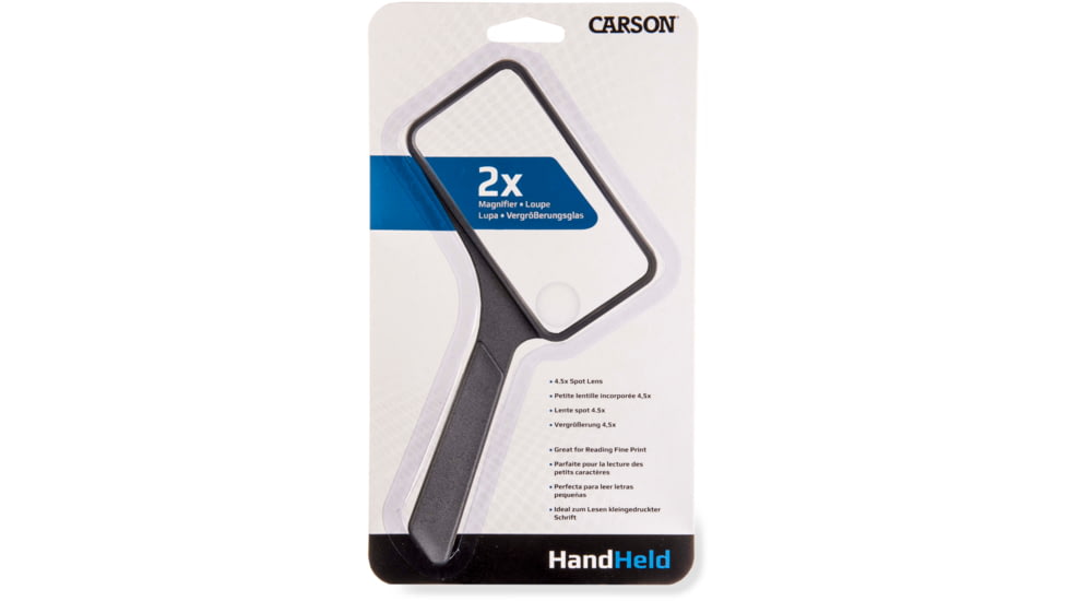 Carson 2x Rectangular Handheld Magnifier w/4.5x Spot Lens, Black, Small, SV-XP