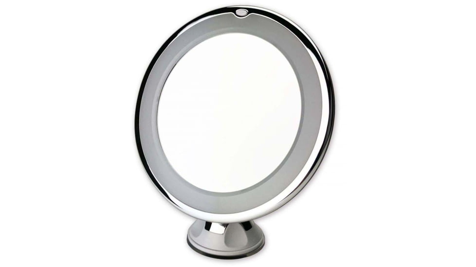 Carson 2x Round Lighted Mirror W/Suction Cup Base, 5 in, Silver, MI-20