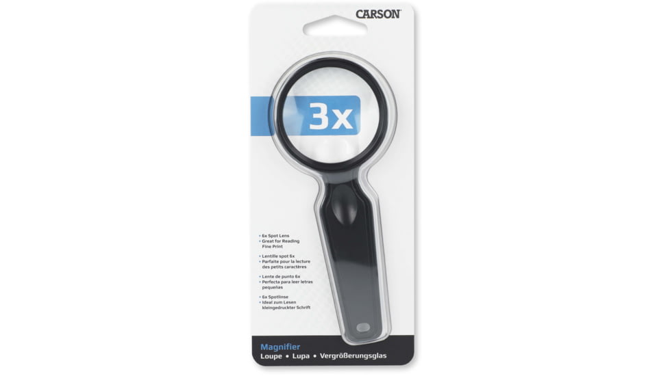 Carson 3x Handheld Mangifier w/6x Spot Lens, Black, Small, DS-50GL