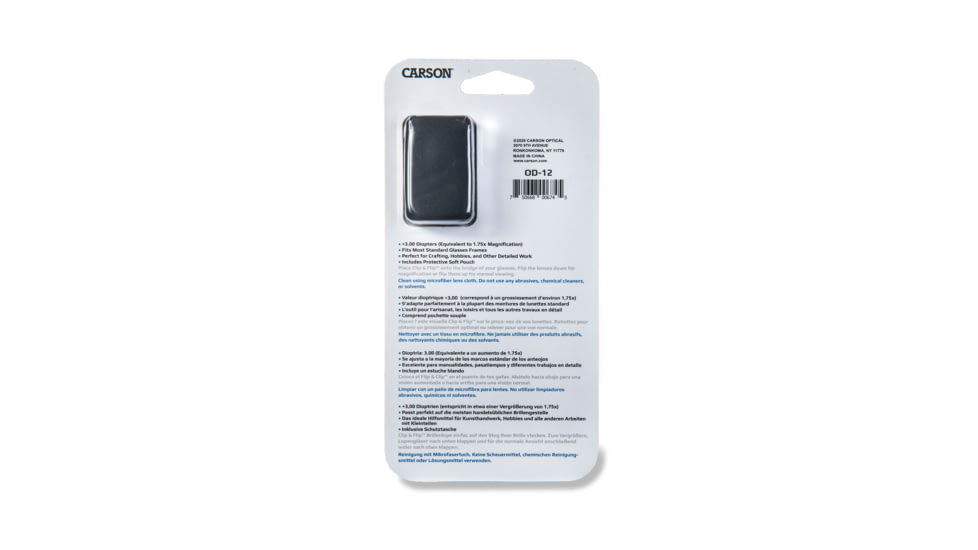 Carson Clip &amp; Flip 1.75 x Power +3.00 Diopter Clip-On, Flip-Up Magnifying Lenses OD-12