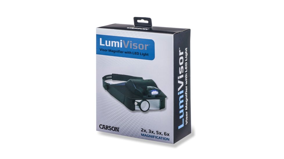 Carson LumiVisor 2x/3x/5x/6x LED Lighted Head Visor Magnifier Loupe, Black LV-10