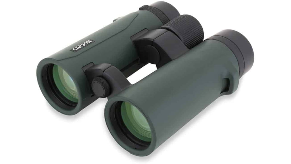 Carson Open Bridge 10x42mm Roof Prism Binoculars, Matte, Green, RD-042