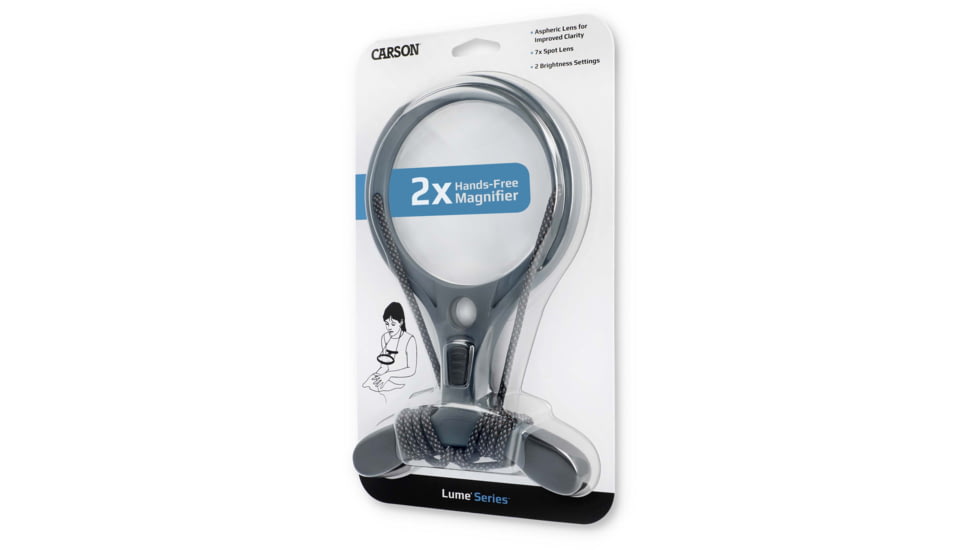 Carson Optical AS-70 Lume Series Hands-Free Magnifier, Gray, 5.7 in x 1.0 in x 9.3 in, AS-70