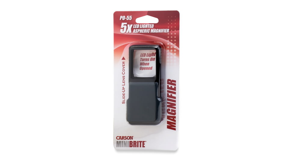 Carson PO-55 MiniBrite 5x Power Slide-Out Pocket Magnifier Loupe, Grey,Pack of 4 PO-55MU