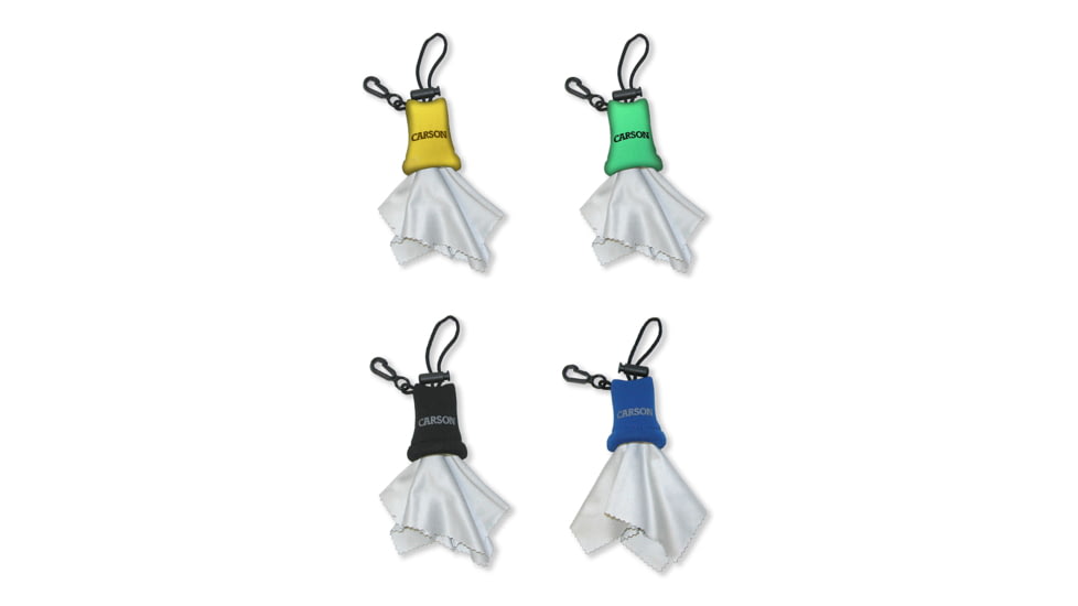 Carson Stuff-It MicroFiber Assorted Lens Cloths, 4 Pack, Blue/Black/Yellow/Green SN-50AS