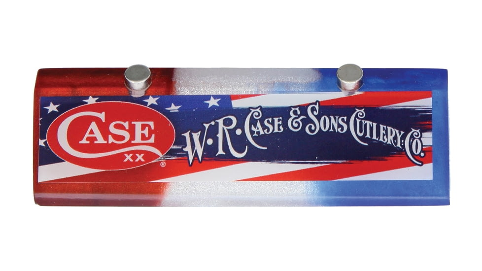 Case Magnetic Knife Stand with Red, White, Blue Acrylic Construction, 3.63in X 1in X 0.63in, Red, White, Blue Acrylic Construction, Case Logo On Front, PDCAMDS