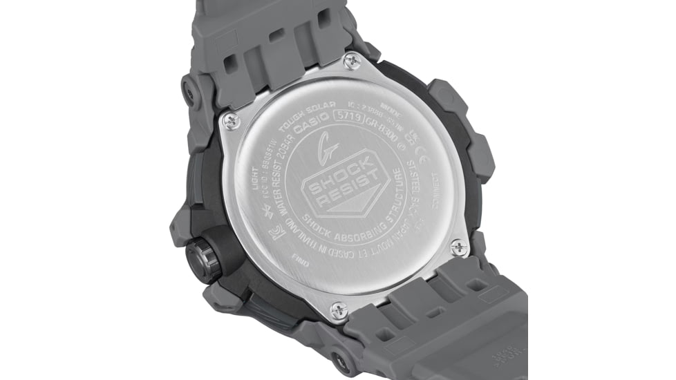 Casio G-Shock Gravity Master Men's Analog-Digital Watch, 55mm Case Diameter, Steel Bezel, Gray Bio-based Resin Band, GR-B300-8A2CR, GR-B300-8A2CR