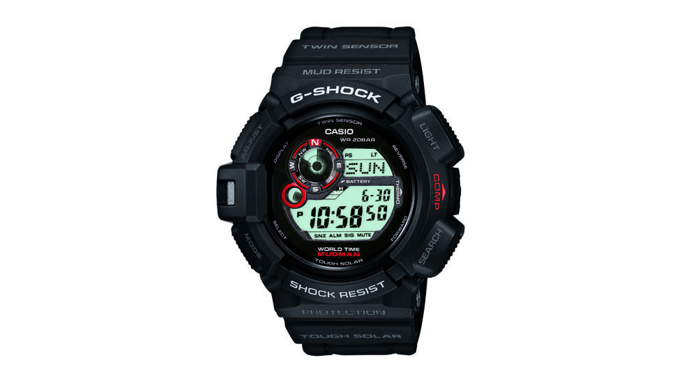 Casio Tactical G Shock Mudman Solar Atomic Watch, Black, small G9300-1
