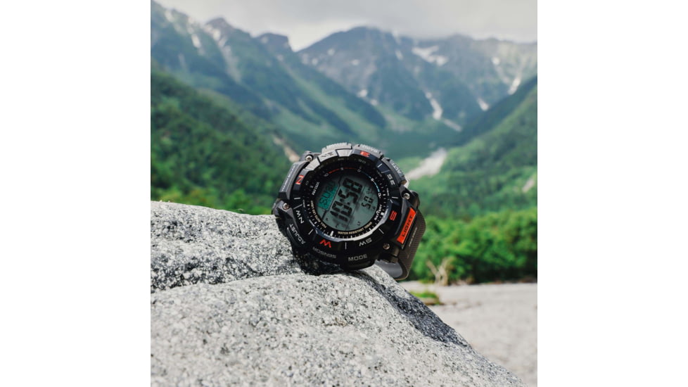 Casio Outdoor Casio Pro Trek Solar Watch Triple Sensor Watching Featuring an Altimeter, Barometer, Digital Compass, Thermometer and 100M WR - Mens, Black, One Size, PRG340-1