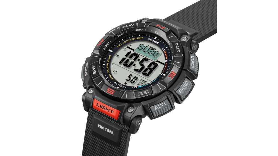 Casio Outdoor Casio Pro Trek Solar Watch Triple Sensor Watching Featuring an Altimeter, Barometer, Digital Compass, Thermometer and 100M WR - Mens, Black, One Size, PRG340-1