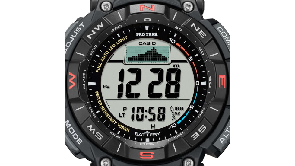 Casio Outdoor Casio Pro Trek Solar Watch Triple Sensor Watching Featuring an Altimeter, Barometer, Digital Compass, Thermometer and 100M WR - Mens, Black, One Size, PRG340-1