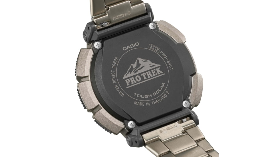 Casio Outdoor Casio Pro Trek Solar Watch Triple Sensor Watching Featuring an Altimeter, Barometer, Digital Compass, Thermometer and 100M WR Titanium Band - Mens, Silver, One Size, PRG340T-7