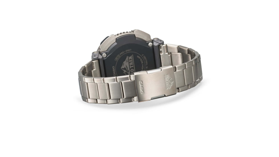 Casio Outdoor Casio Pro Trek Solar Watch Triple Sensor Watching Featuring an Altimeter, Barometer, Digital Compass, Thermometer and 100M WR Titanium Band - Mens, Silver, One Size, PRG340T-7