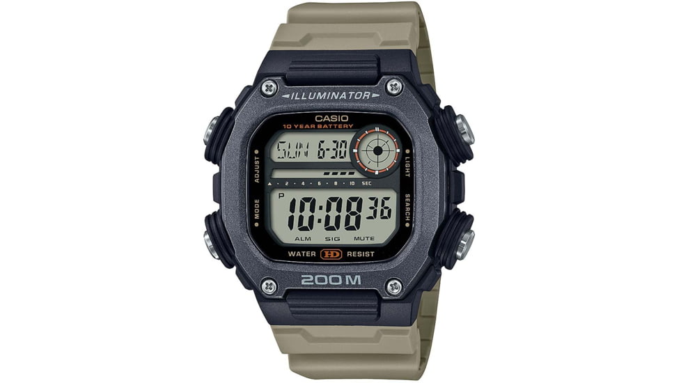 Casio Outdoor Digital Watch w/200 Meter WR, World Time, 10-Year Battery and Resin Strap - Mens, Tan, One Size, DW-291HX-5AV