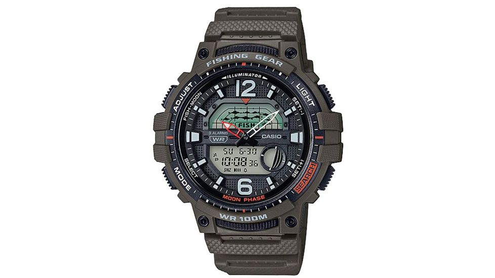 Casio Outdoor Mens Analog/Digital RSN Fishing Gear Watch, Green, WSC1250H-3AV