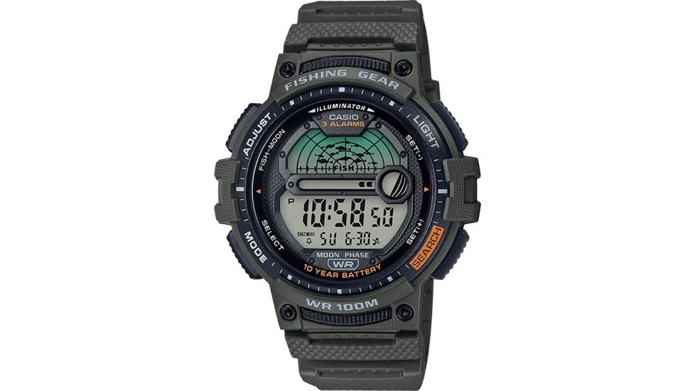 Casio Outdoor Mens Digital RSN Fishing Gear Watch, Green, WS1200H-3AV