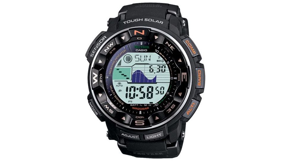 Casio Outdoor PRO TREK SOLAR POWER-TIDE MOON -RESIN BAND, Black PRW2500R-1