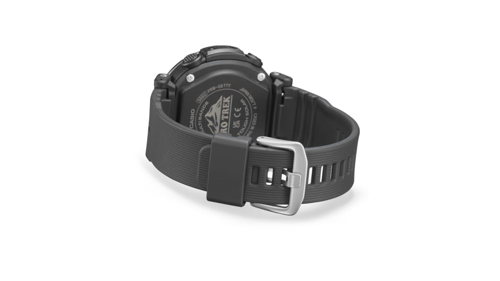 Casio Outdoor Pro Trek Solar Powered Triple Sensor Word Time Watches w/Biomas Plastic Case and Strap - Mens, Black, One Size, PRW6611Y-1A