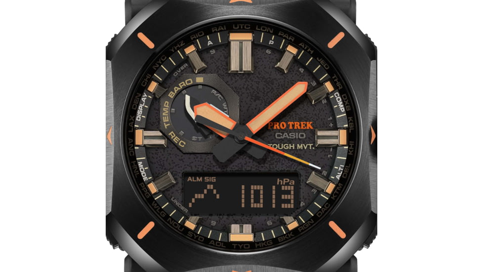 Casio Outdoor Pro Trek Solar Powered Triple Sensor Word Time Watches w/Biomas Plastic Case and Strap - Mens, Brown, One Size, PRW-6900YL-5