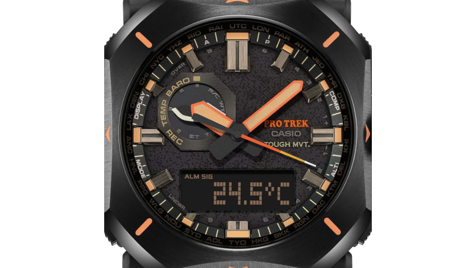 Casio Outdoor Pro Trek Solar Powered Triple Sensor Word Time Watches w/Biomas Plastic Case and Strap - Mens, Brown, One Size, PRW-6900YL-5