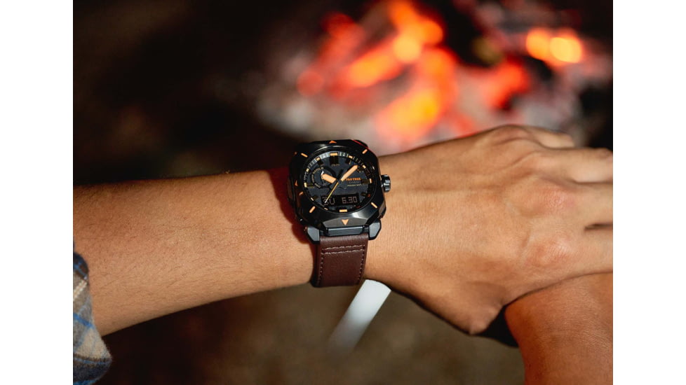 Casio Outdoor Pro Trek Solar Powered Triple Sensor Word Time Watches w/Biomas Plastic Case and Strap - Mens, Brown, One Size, PRW-6900YL-5