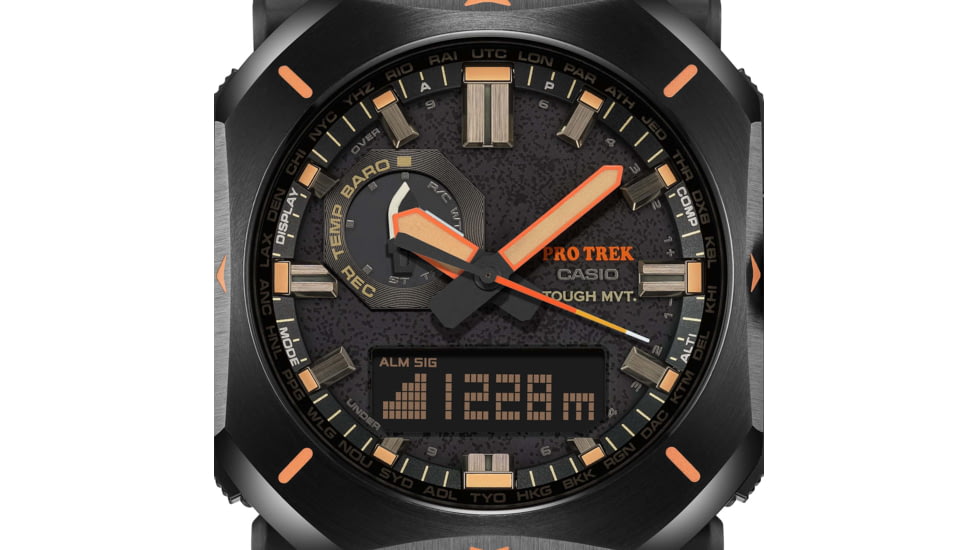 Casio Outdoor Pro Trek Solar Powered Triple Sensor Word Time Watches w/Biomas Plastic Case and Strap - Mens, Brown, One Size, PRW-6900YL-5