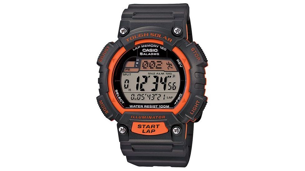 Casio Outdoor SOLAR 100M Water Resistant ORANGE BLACK, Black STLS100H-4AV