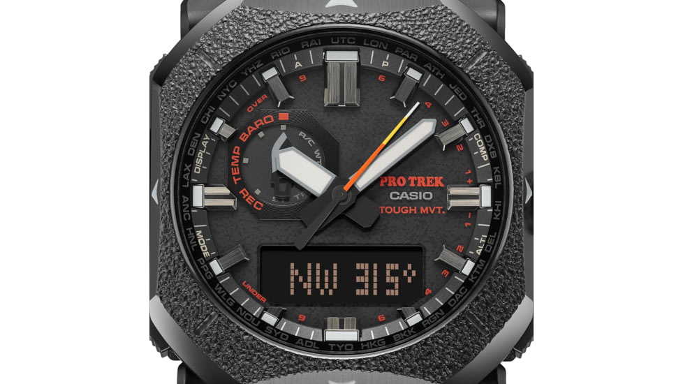 Casio PRO TREK Climber Line Triple-Sensor Atomic-Solar Watch - Mens, Gray, PRW6900BF-1