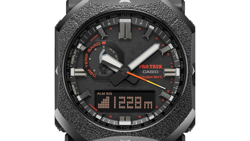 Casio PRO TREK Climber Line Triple-Sensor Atomic-Solar Watch - Mens, Gray, PRW6900BF-1
