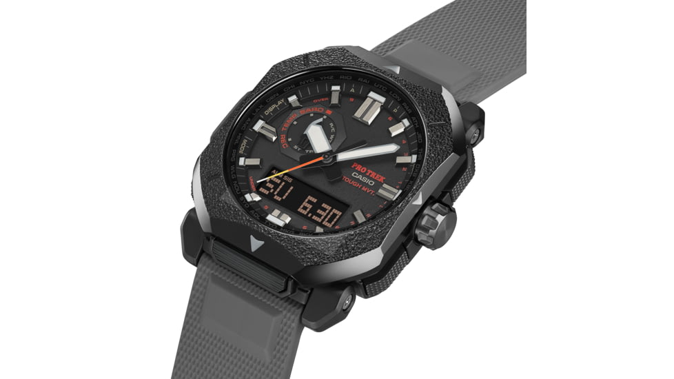 Casio PRO TREK Climber Line Triple-Sensor Atomic-Solar Watch - Mens, Gray, PRW6900BF-1