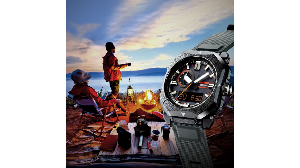 Casio PRO TREK Climber Line Triple-Sensor Atomic-Solar Watch - Mens, Gray, PRW6900BF-1