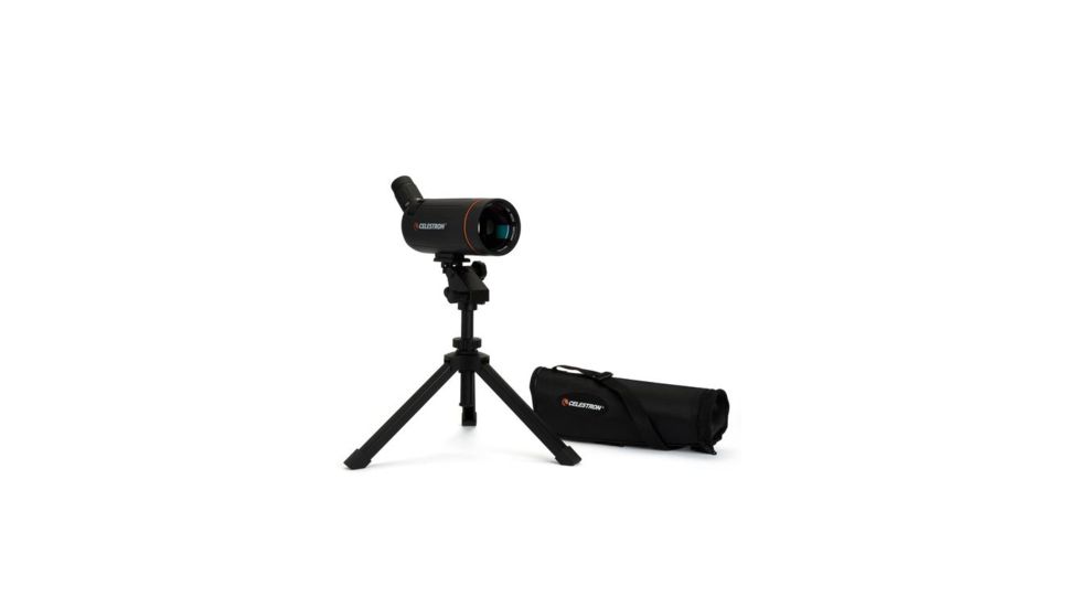 Celestron C70 Mini Mak 25-75x Zoom Angled Spotting Scope, Black w/ Table Tripod 52238