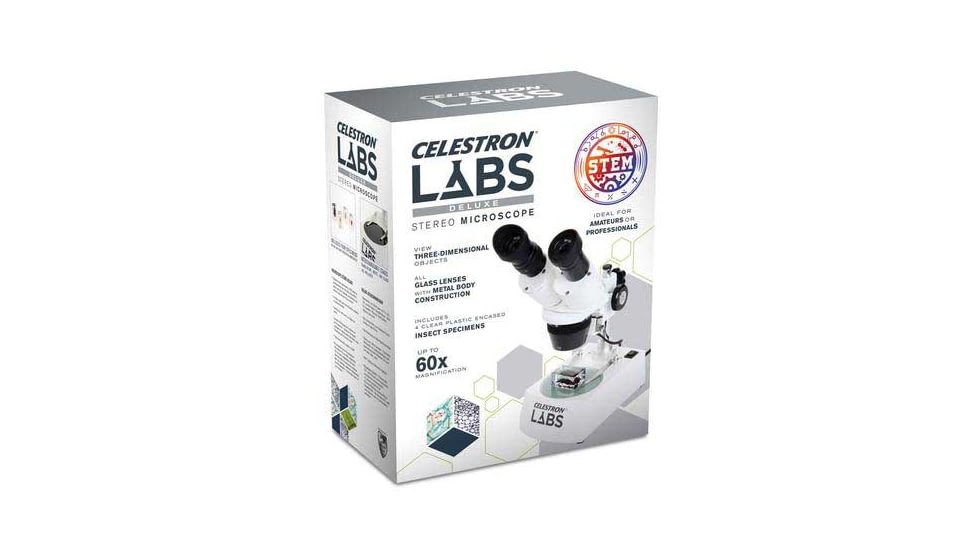 Celestron Labs S10-60 Stereo Microscope,10x,20x Eyepieces,Two Sets of Objective Lenses,1x,3x 44208