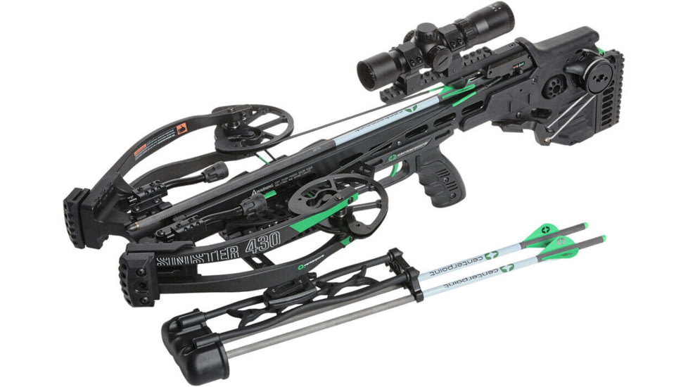CenterPoint Sinister 430 Crossbow Package, 8.6lbs, 430 FPS, Black/Green, C0012