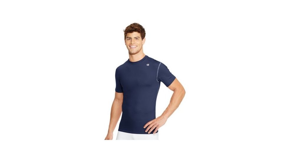 Champion Mens Competitor Double Dry Short Sleeve Compression T-Shirt, Navy, 2XL T628 2XL NY