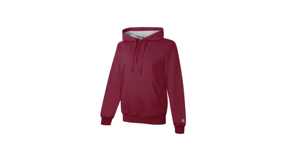Champion Mens Cotton Max 1/4 Zip Pullover Hoodie, Cardinal, Small S185 S CD