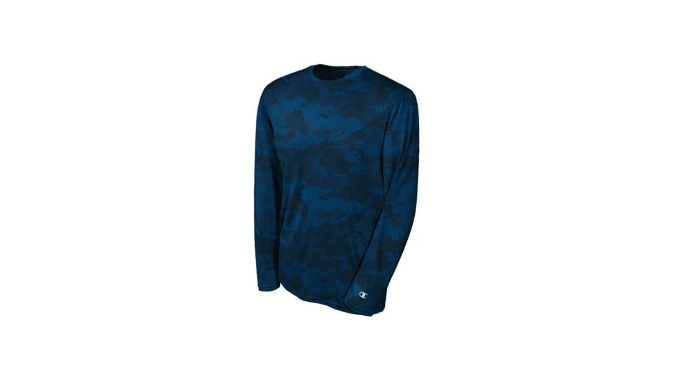 Champion Mens Essential Double Dry Long Sleeve T-Shirt, Team Navy Camo, Large CW26 L RU