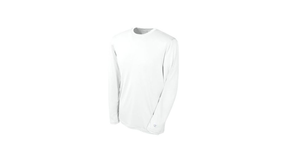 Champion Mens Essential Double Dry Long Sleeve T-Shirt, White, Large CW26 L WH
