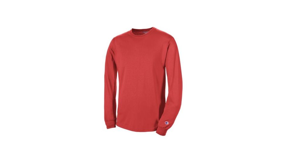 Champion Mens Long Sleeve Shirt, Scarlet, 2XL CC8C 2XL RR