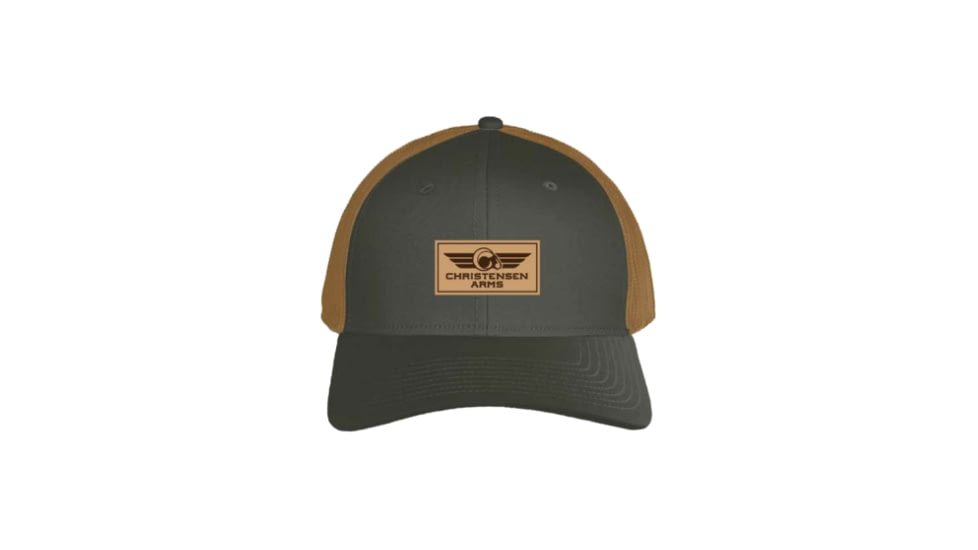 Christensen Arms Ram Leather Wordmark Wool Trucker - Mens, Dark Olive, OSFM, 730-CAH20-00-02-201-00