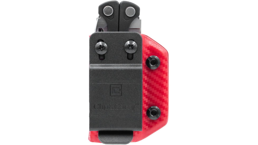 Clip &amp; Carry Kydex Sheath for the Leatherman Charge / +, Carbon Fiber Red, LCHARGE-CF-RED